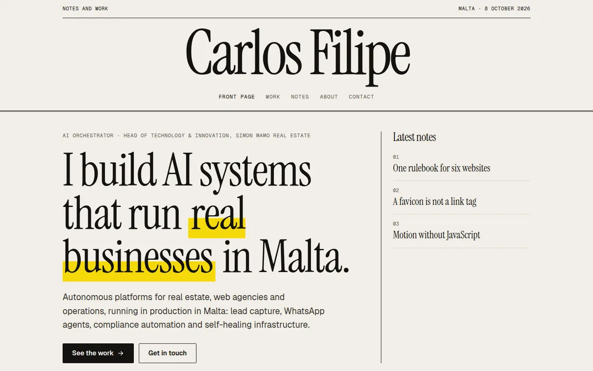 Carlos Filipe home page