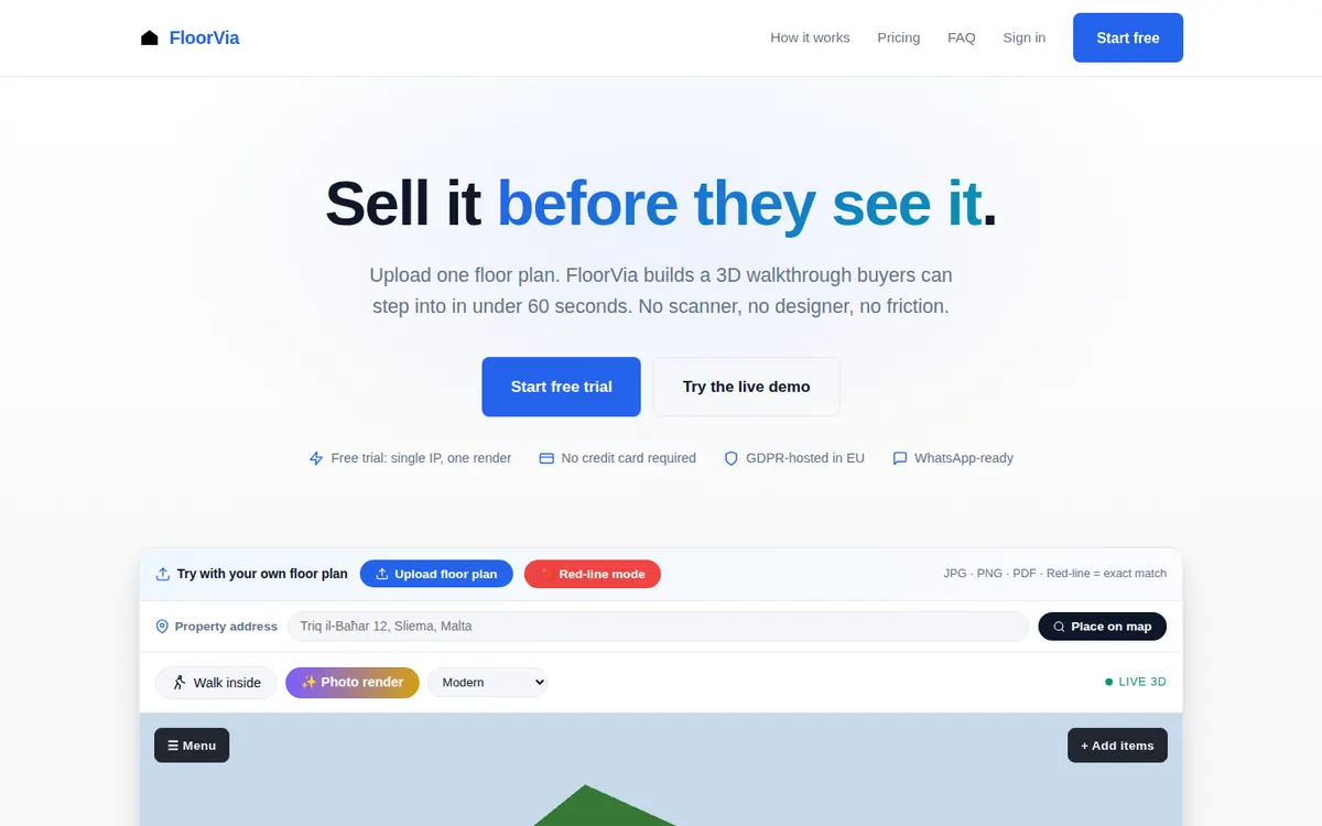FloorVia home page